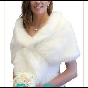Bridal Faux Fur Stole Shawl